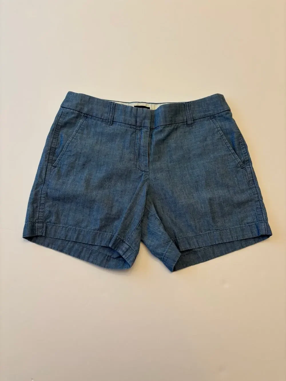 J.Crew Womens Size 4 Blue Chambray Shorts 100% Cotton Casual Preppy